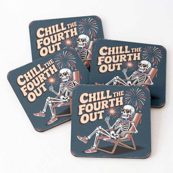 Item preview, Chill the Fourth Out – Funny Patriotic Skeleton Design designed and sold by MerchlyMike.