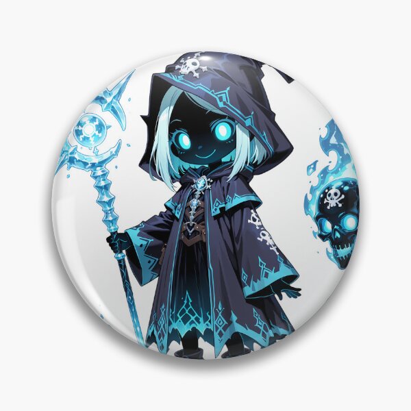 Item preview, Frozen Shadow Mage Chibi | Cute Ice Necromancer with Blue Spirit Flame designed and sold by TattooDrive.