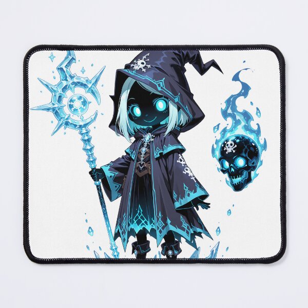 Item preview, Frozen Shadow Mage Chibi | Cute Ice Necromancer with Blue Spirit Flame designed and sold by TattooDrive.