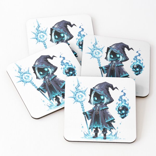 Item preview, Frozen Shadow Mage Chibi | Cute Ice Necromancer with Blue Spirit Flame designed and sold by TattooDrive.
