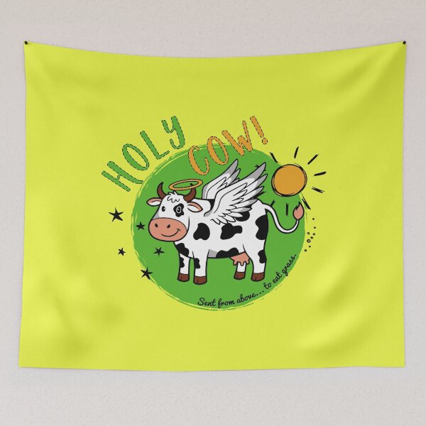 Item preview, Holy Cow! Angel Cow Cartoon Graphic designed and sold by GinyHappyLogo.