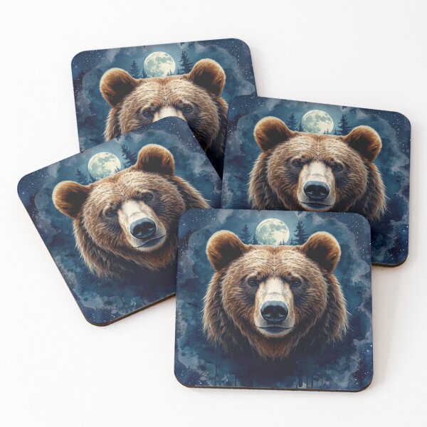 Item preview, Mystical Bear Under Moonlight – Dark Forest Watercolor Animal Design designed and sold by Biedroneczka.