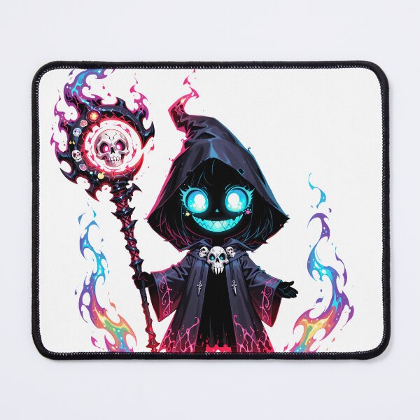 Item preview, Cosmic Chibi Necromancer | Cute Rainbow Shadow Mage with Spirit Flames designed and sold by TattooDrive.