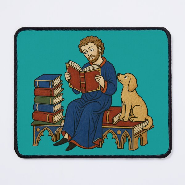 Item preview, Cozy Medieval Reader With Dog Book Lover Art designed and sold by wmhtees.
