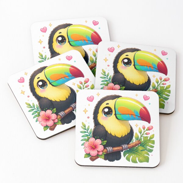 Item preview, Kawaii Keel-Billed Toucan – Cute Tropical Bird Chibi Art designed and sold by MarekoraStudio.