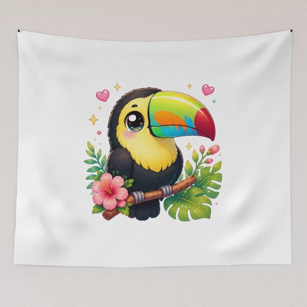 Item preview, Kawaii Keel-Billed Toucan – Cute Tropical Bird Chibi Art designed and sold by MarekoraStudio.