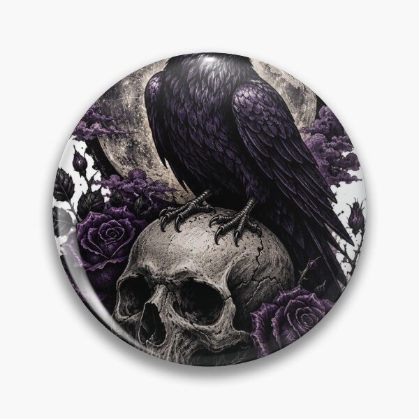 Item preview, Gothic Raven on Skull – Dark Moon Roses Horror Art designed and sold by Alphakenon.