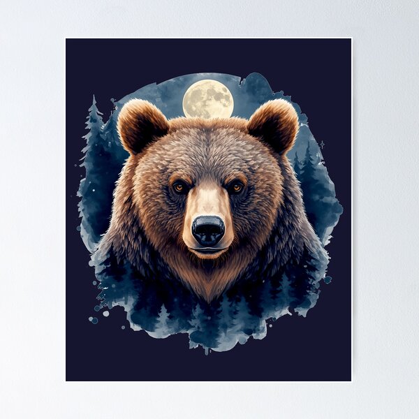 Item preview, Mystical Bear Under Moonlight – Dark Forest Watercolor Animal Design designed and sold by Biedroneczka.