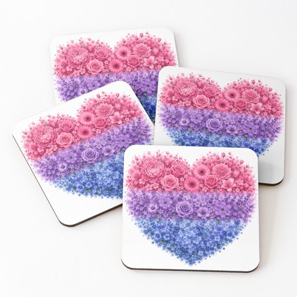 Item preview, Bi flag floral heart in watercolour style designed and sold by KLflorals.
