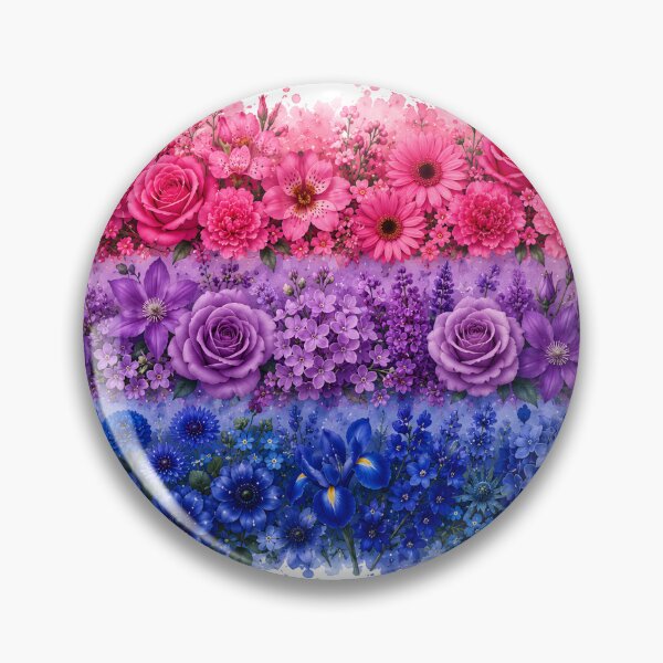 Item preview, Bi floral pride flag in watercolour style designed and sold by KLflorals.