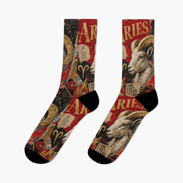 Item preview, Aries Zodiac Collage – Fiery Red & Gold Astrology Impasto Design designed and sold by Jandedan.