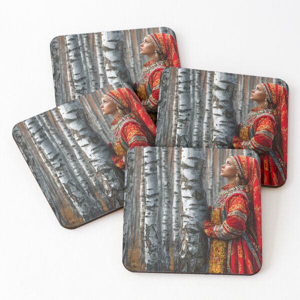 Item preview, Elegant Woman in Red Traditional Costume in Nature designed and sold by Artessie.