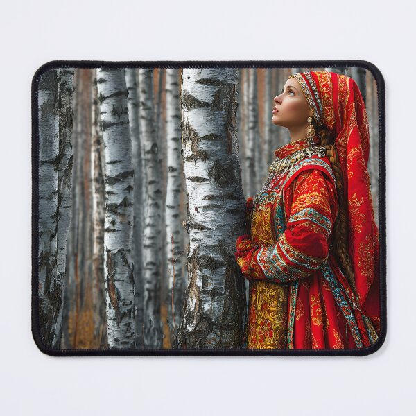 Item preview, Elegant Woman in Red Traditional Costume in Nature designed and sold by Artessie.