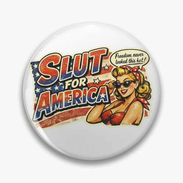 Item preview, Funny Patriotic Pin-Up Girl Graphic - Slut For America Vintage Sticker Design designed and sold by MerchlyMike.