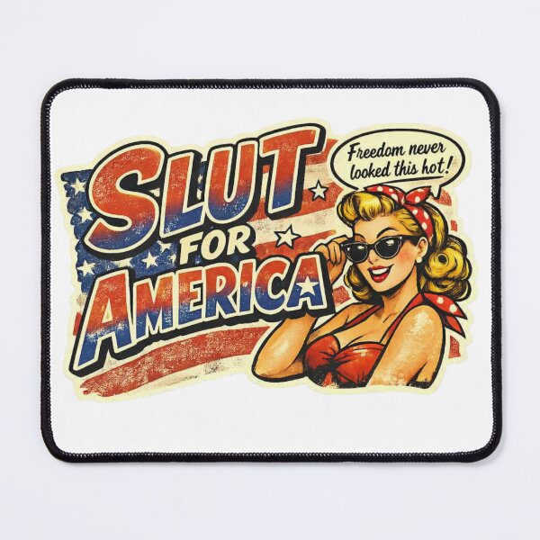 Item preview, Funny Patriotic Pin-Up Girl Graphic - Slut For America Vintage Sticker Design designed and sold by MerchlyMike.
