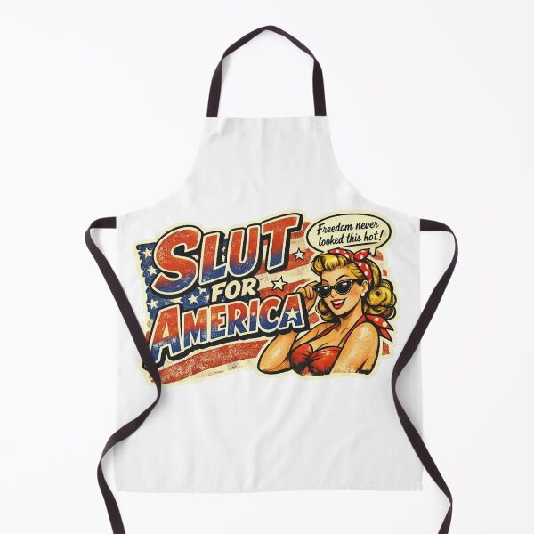 Item preview, Funny Patriotic Pin-Up Girl Graphic - Slut For America Vintage Sticker Design designed and sold by MerchlyMike.