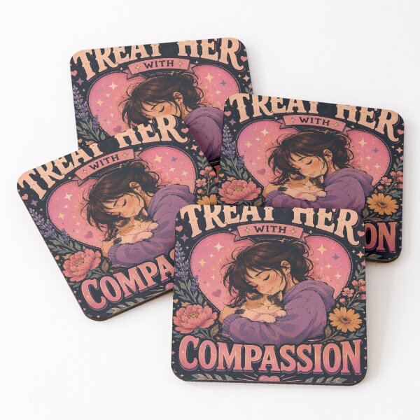 Item preview, Treat Her With Compassion – Vintage Anime Cozy Cat Graphic Tee designed and sold by Dusk & Dawn Apparel.