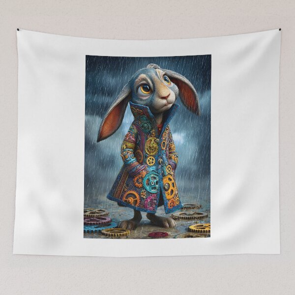 Item preview, Whimsical Mechanical Rabbit in the Rainy Landscape designed and sold by Artessie.
