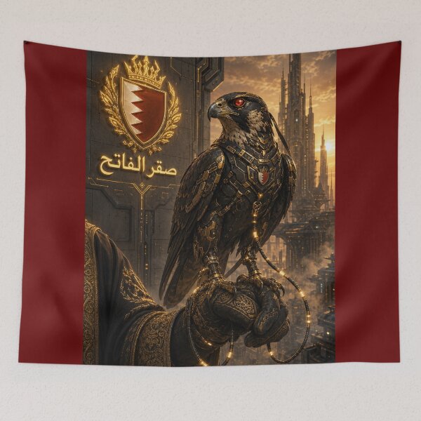 Item preview, Cyberpunk Bahraini Falconry Oil Painting designed and sold by ikonicgallery.