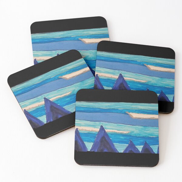 Item preview, Abstract mountain skyline scene Blue designed and sold by DancingCreek.
