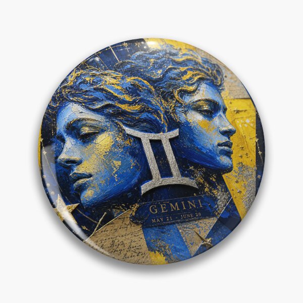 Item preview, Gemini Zodiac Collage – Sapphire Blue & Electric Yellow Astrology Art designed and sold by Jandedan.