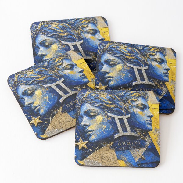 Item preview, Gemini Zodiac Collage – Sapphire Blue & Electric Yellow Astrology Art designed and sold by Jandedan.