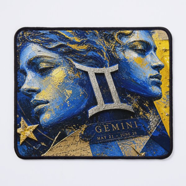 Item preview, Gemini Zodiac Collage – Sapphire Blue & Electric Yellow Astrology Art designed and sold by Jandedan.