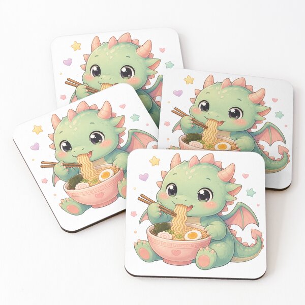 Item preview, Cute Baby Dragon Eating Ramen designed and sold by neonvael.