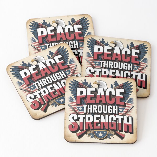 Item preview, Peace Through Strength – Patriotic Eagle Military Design designed and sold by MerchlyMike.