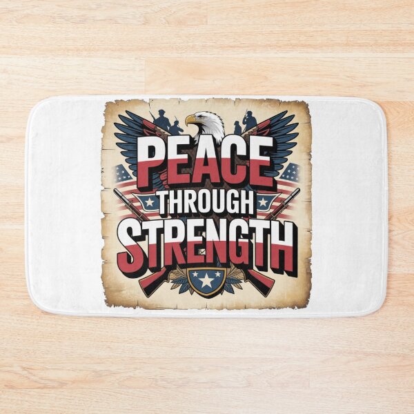 Item preview, Peace Through Strength – Patriotic Eagle Military Design designed and sold by MerchlyMike.