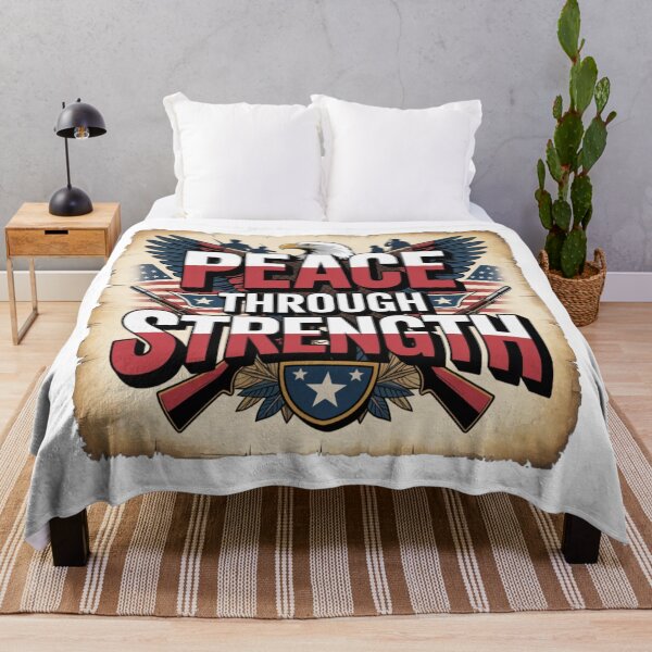 Item preview, Peace Through Strength – Patriotic Eagle Military Design designed and sold by MerchlyMike.