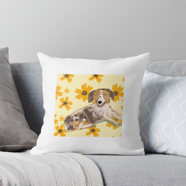 Item preview, Australian Shepherd in retro flower background  designed and sold by 2nd Act Retro Dog Shop.