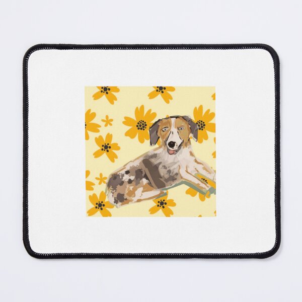 Item preview, Australian Shepherd in retro flower background  designed and sold by 2nd Act Retro Dog Shop.