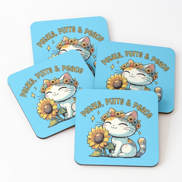 Item preview, Petals Purrs and Peace Cute Floral Cat Design designed and sold by Sachie's Studio.