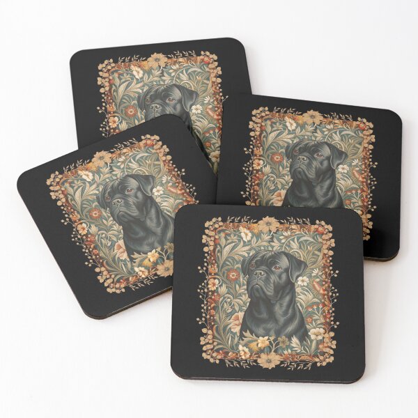 Item preview, Black Cane Corso William Morris Floral Dog Art designed and sold by AntiqueImages.