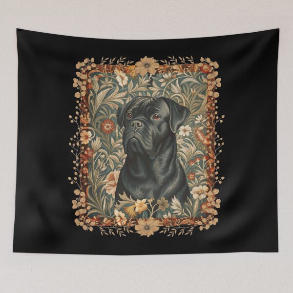 Item preview, Black Cane Corso William Morris Floral Dog Art designed and sold by AntiqueImages.