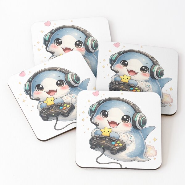 Item preview, Cute Gamer Shark With Headset designed and sold by neonvael.