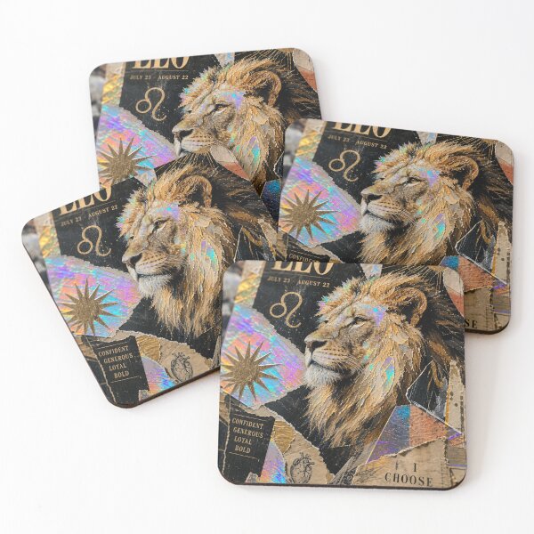 Item preview, Leo Zodiac Collage – Iridescent Holographic Astrology Art designed and sold by Jandedan.