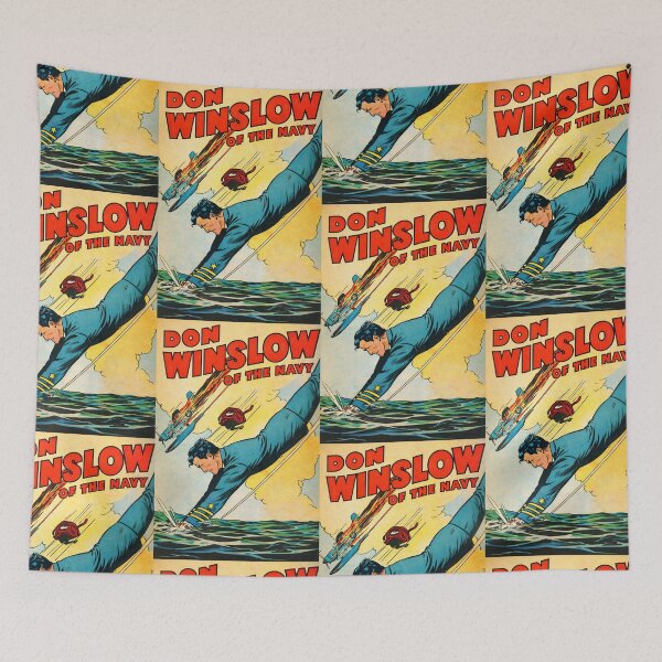 Item preview, Vintage Navy Action Cover – Heroic Retro Maritime Adventure Illustration designed and sold by Analog Aura .