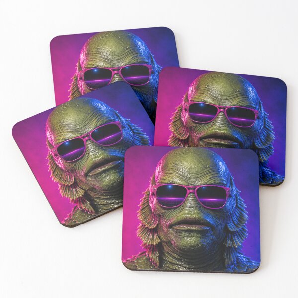 Item preview, Retro 80s Neon Synthwave Gillman Creature from the Black Lagoon designed and sold by TobinHood.