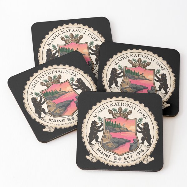 Item preview, Acadia National Park Vintage Crest - Maine Travel Stamp designed and sold by DanniJordan.