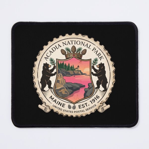 Item preview, Acadia National Park Vintage Crest - Maine Travel Stamp designed and sold by DanniJordan.