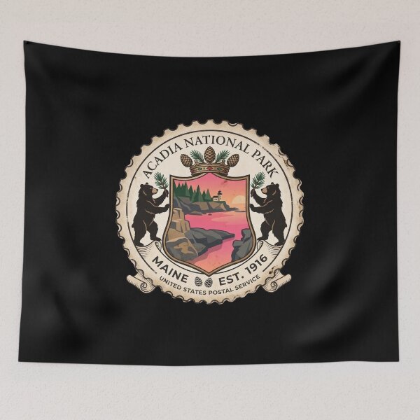 Item preview, Acadia National Park Vintage Crest - Maine Travel Stamp designed and sold by DanniJordan.