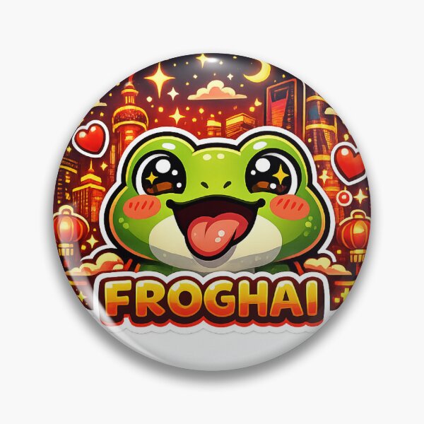 Item preview, Kawaii Shanghai Frog Sticker Froghai Cartoon designed and sold by Cozy404Lab.