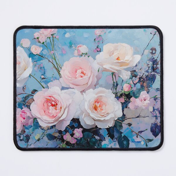 Item preview, Pink Roses Bouquet Art, Soft Pastel Blue Romantic Floral Illustration designed and sold by daila70.