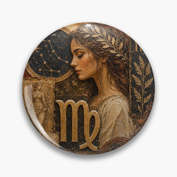 Item preview, Virgo Zodiac Collage – Earthy Ochre & Gold Astrology Art designed and sold by Jandedan.