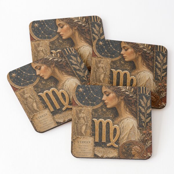 Item preview, Virgo Zodiac Collage – Earthy Ochre & Gold Astrology Art designed and sold by Jandedan.