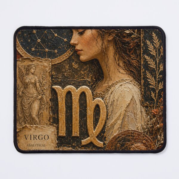 Item preview, Virgo Zodiac Collage – Earthy Ochre & Gold Astrology Art designed and sold by Jandedan.