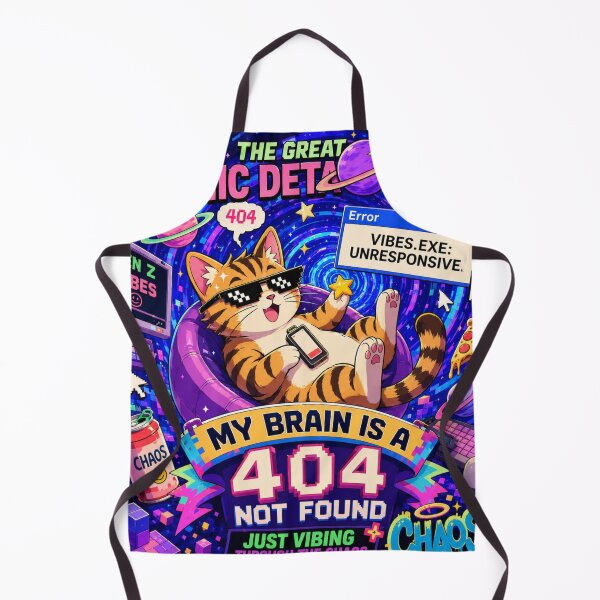 Item preview, My Brain Is A 404 – Cosmic Chaos Cat Anime Vaporwave Tee designed and sold by Dusk & Dawn Apparel.