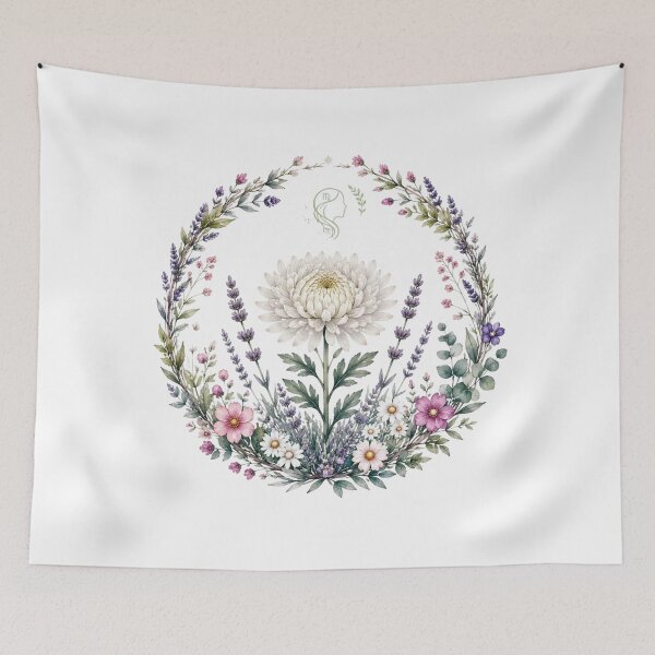 Item preview, Virgo Celestial Botanical - White Chrysanthemum Wreath designed and sold by MoonSoul Studio.